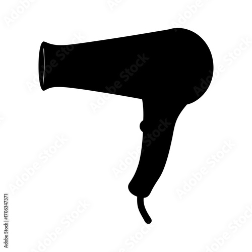 Silhouette of a hair dryer, an electrical device used for styling hair