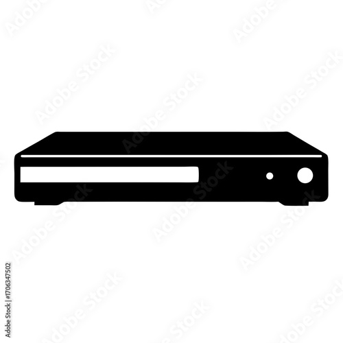 A black box representing a DVD or BluRay player with minimalist design