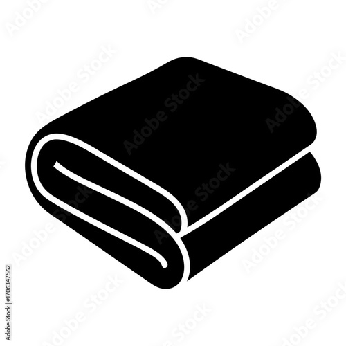 Neatly folded blanket or towel in black and white minimalist style
