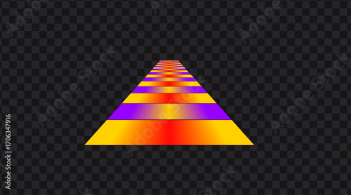 Decorative illuminated pedestrian path in a park, square, garden. Light illumination of the sidewalk in red-violet color. Vector illustration.