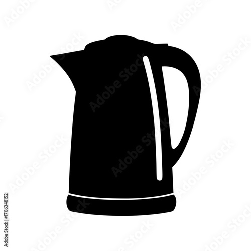 Sleek and Modern Electric Kettle Silhouette Design with a Bold Black Fill