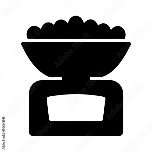 Black and white silhouette of a pan scale weighing some product