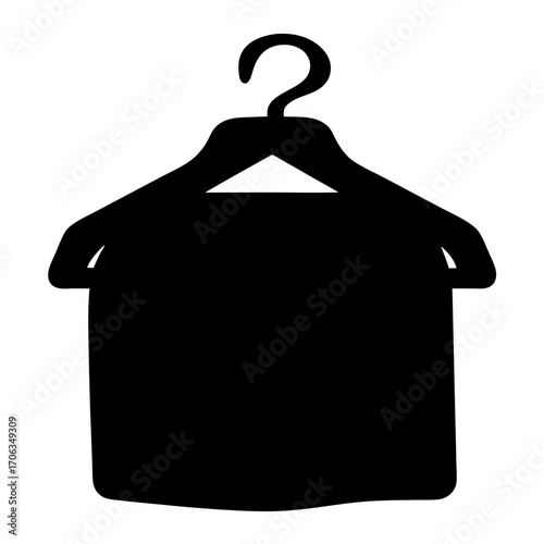 A Simple Black and White Silhouette of a Shirt on a Hanger