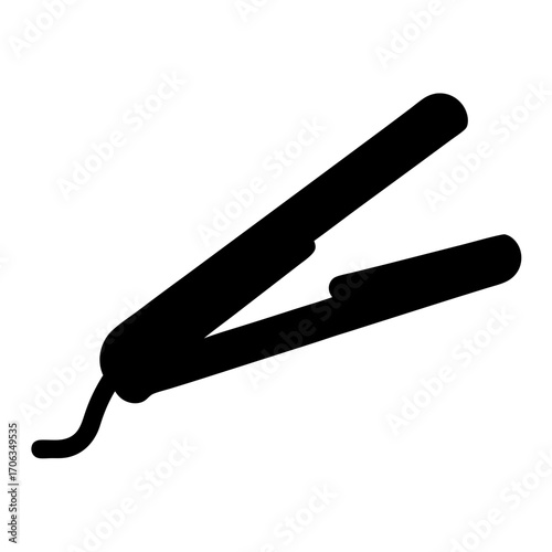 Stylized Silhouette Illustration of a Hair Straightener for Hair Styling and Grooming
