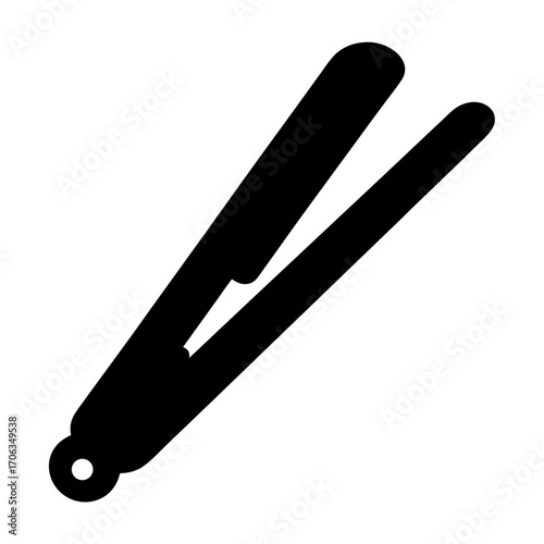 Iconic silhouette of a hair straightener tool for styling hair