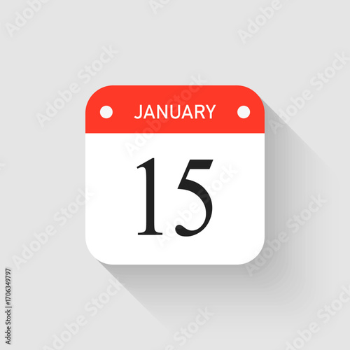 Vector icon page day calendar - 15 January month