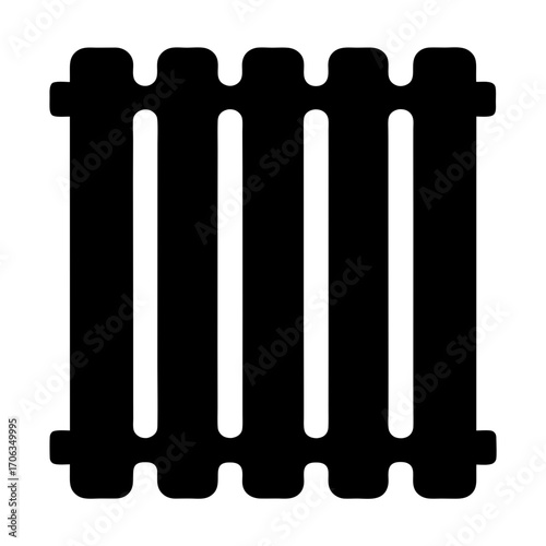 Black and white illustration of an old fashioned radiator with repeating pattern
