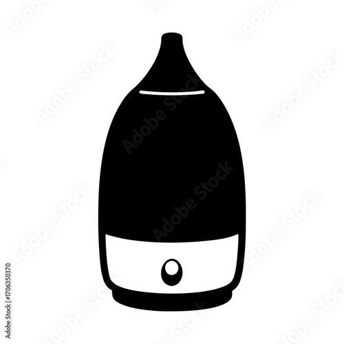 Monochrome vector art of an essential oil diffuser for aromatherapy practice