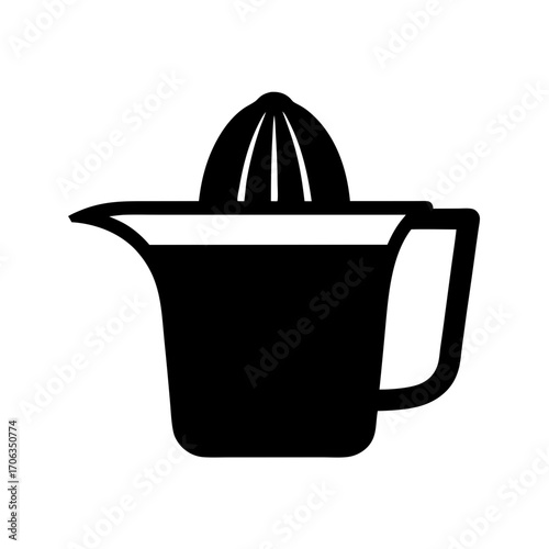 Black and white citrus juicer with cup and handle design isolated