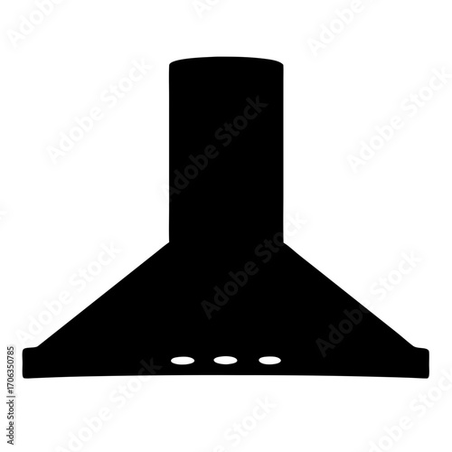 Silhouette of Kitchen Range Hood with Lights in Black and White