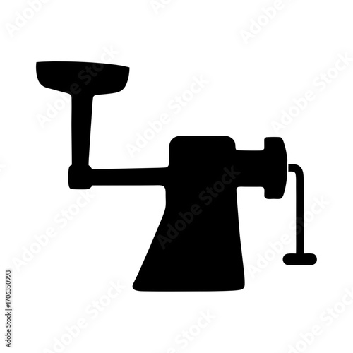 Black silhouette of an antique meat grinder, evoking nostalgia and vintage charm