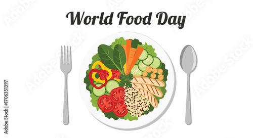 Celebrate World Food Day with a vibrant healthy salad feast showcasing fresh ingredients and culinary delight, Generative AI.