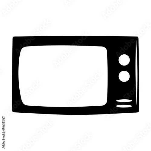 Retro Television Set Black and White Illustration Vintage Style Electronic Device