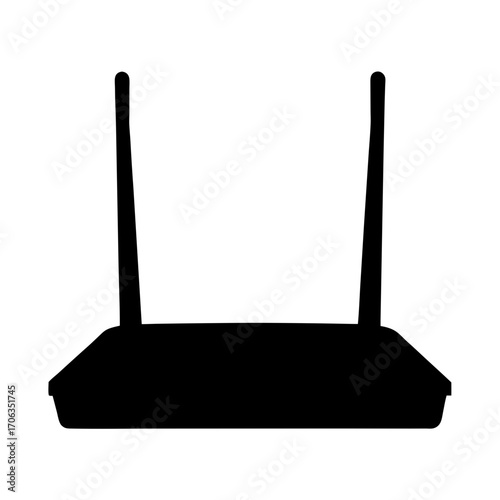 Simple black silhouette representation of a wireless internet router device object