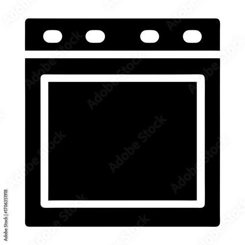 Modern black and white oven icon illustration for cooking and baking