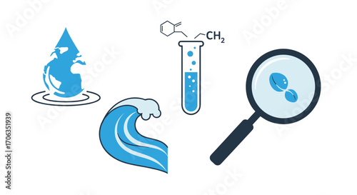 Scientific research explores global water resources chemistry and plant growth for sustainable development and environmental solutions, Generative AI.
