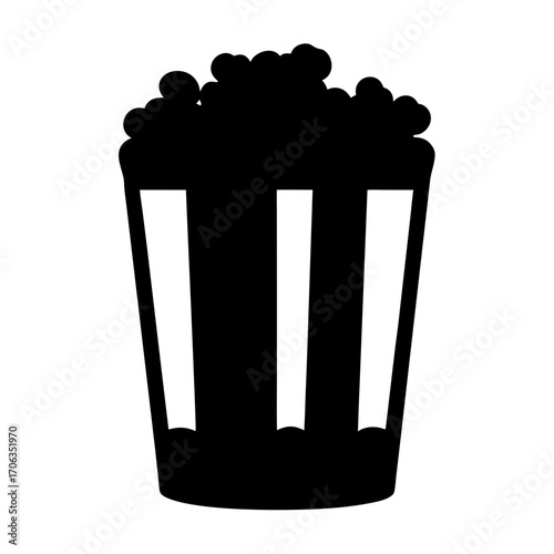 A simple, monochrome, and minimalist representation of popcorn in a container