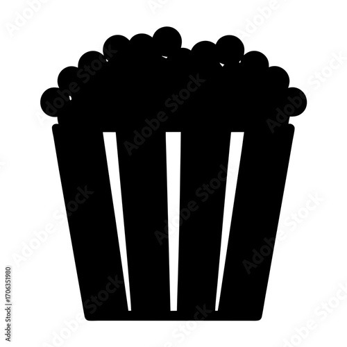Black and White Silhouette Image of a Large Bucket of Popcorn