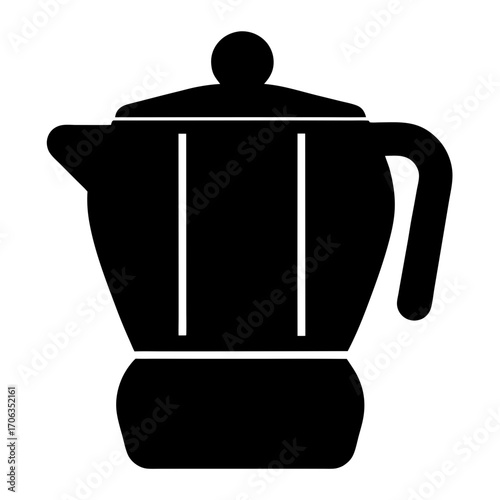 Stylized illustration of a Moka Pot coffee maker in simple black shape