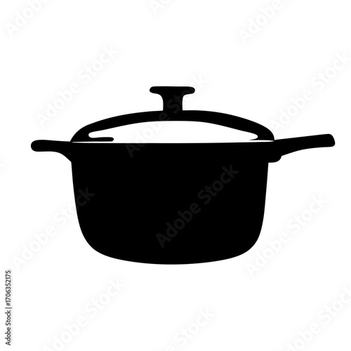 Simple vector illustration of a cooking pot with handles and lid on