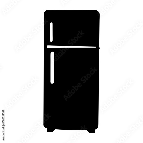 Minimalist black and white illustration of a refrigerator, perfect for kitchen design