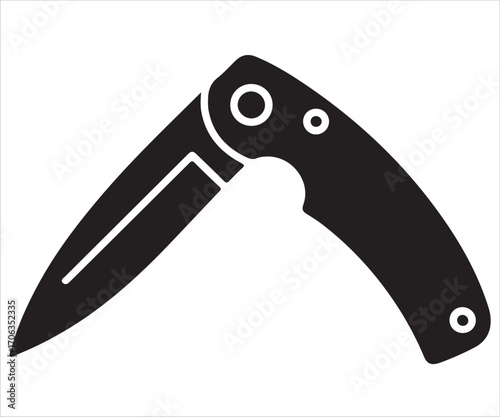 Folding pocket knife silhouette vector symbolizing outdoor survival gear