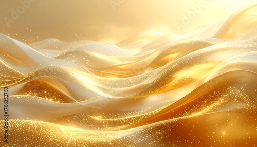 Golden, flowing fabric waves