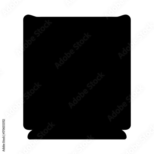Silhouette of can cooler featuring smooth rounded edges in a square shape