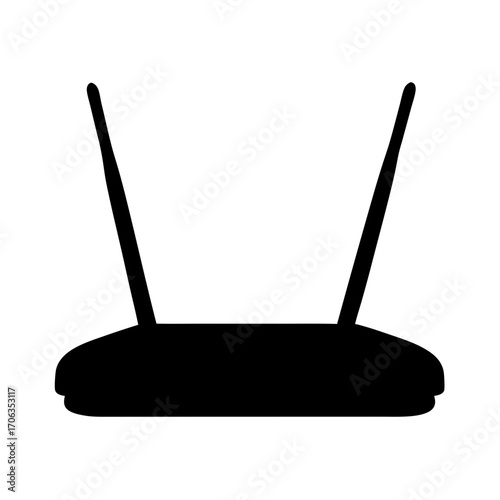 Silhouette of a modern dual antenna wifi router for home network