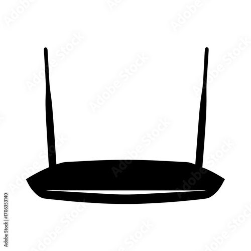 Silhouette of a modern wireless router with antennas for network connectivity