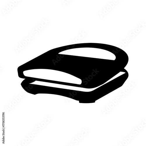 Black and white silhouette of a bathroom scale for weight measuring