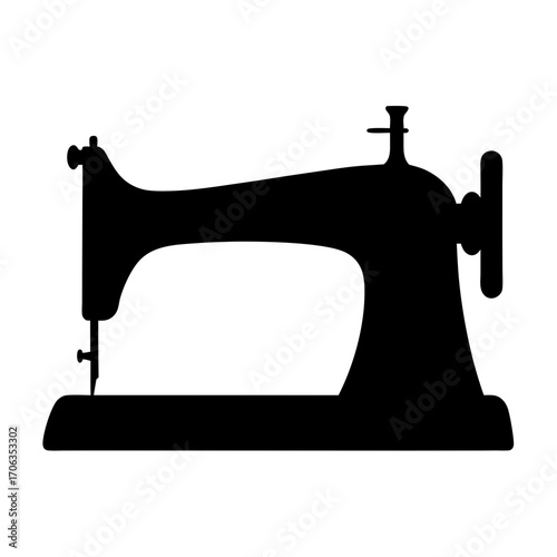 Silhouette of a vintage sewing machine, a classic symbol of craftsmanship