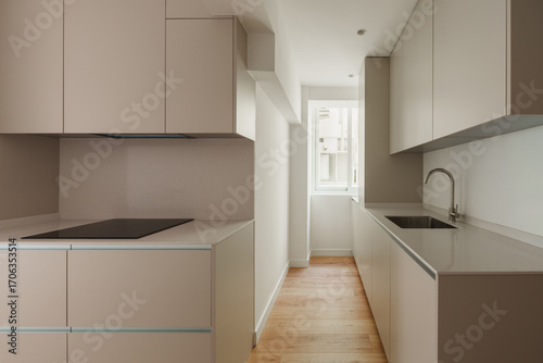 Wallpaper Mural Bright kitchen with long countertop and natural light Torontodigital.ca