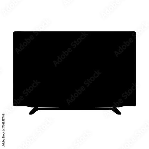 Silhouette of a Modern Flat Screen Television with Legs and Stand