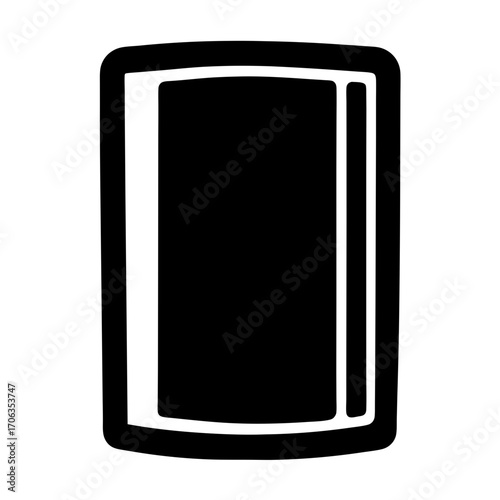 Stylized black smartphone or tablet device design with white border and frame