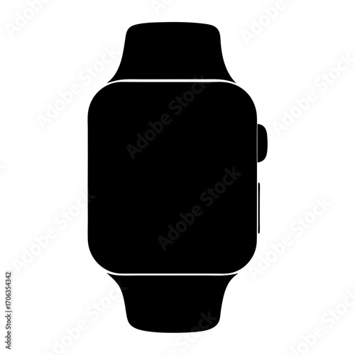 Minimalist vector illustration of a modern smartwatch with a blank screen