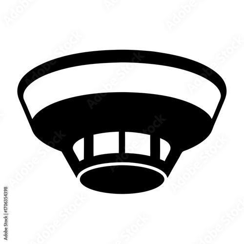 Black and white smoke detector icon with a simple rounded design