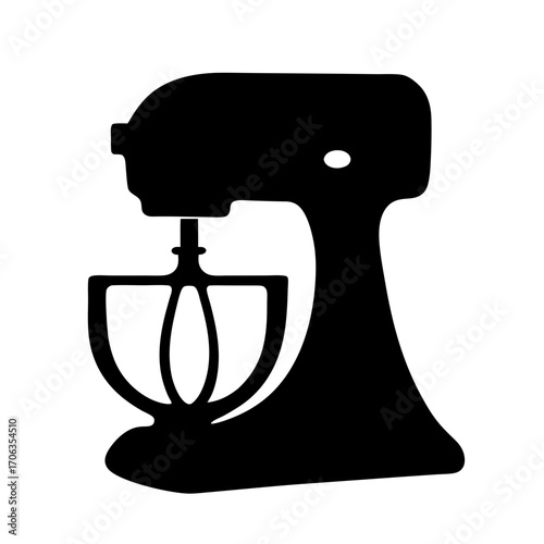 Black silhouette of a stand mixer with a flat beater attachment