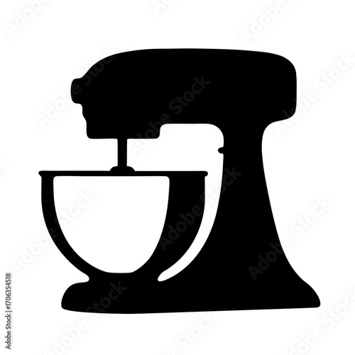 Stylish Silhouette of a Stand Mixer with Bowl for Culinary Arts