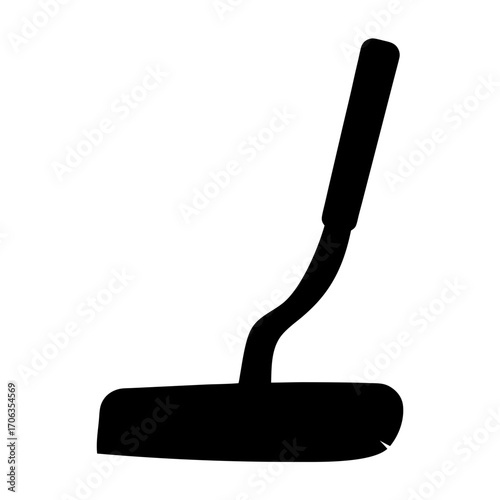 Silhouette of a Golf Putter Isolated on a White Background Illustrating Golfing Equipment
