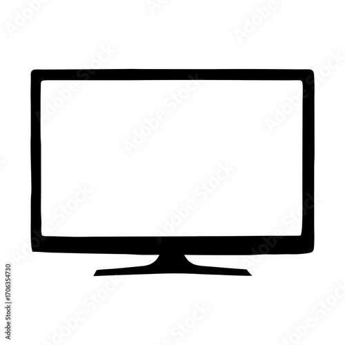 Simple black and white flat screen monitor device vector illustration design
