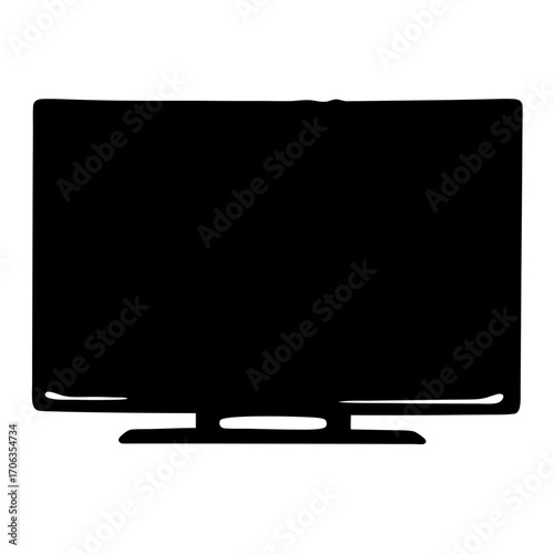 Stylized monochrome illustration of a modern flat screen television set