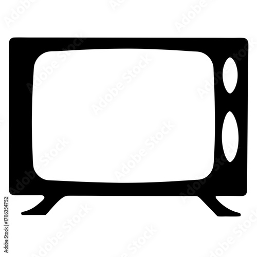 Black and white vector illustration of an old television set