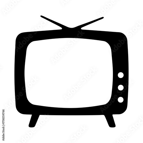 Vintage television silhouette with bunny ear antenna for entertainment purposes