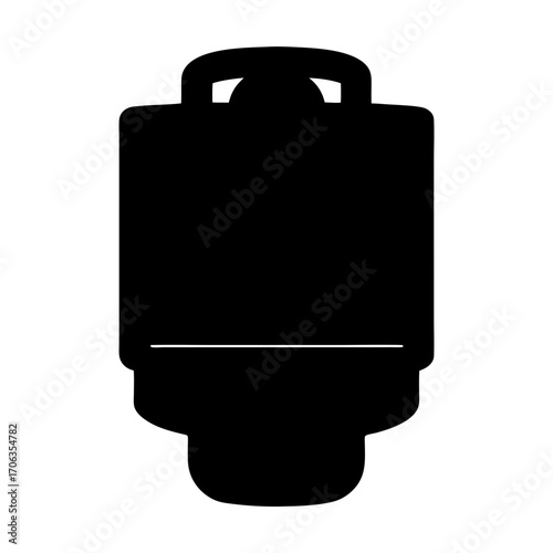 Stylized silhouette of a portable radio or electronic device with handle