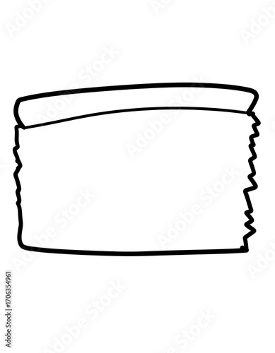 Simple, black-outlined rectangular package