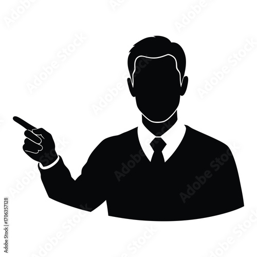 Silhouette man pointing indicating direction business professional presenter silhouette