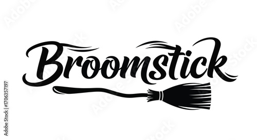 Broomstick logo design with a stylized broom for halloween themed designs