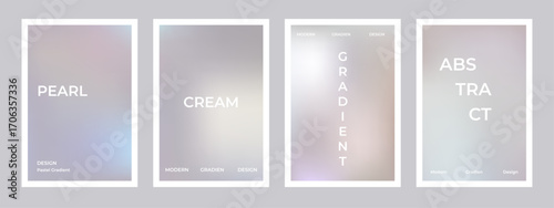 Pearl cream gradient background set. Simple beige silk soft poster. Modern wallpaper design for social media, idol poster, banner, flyer