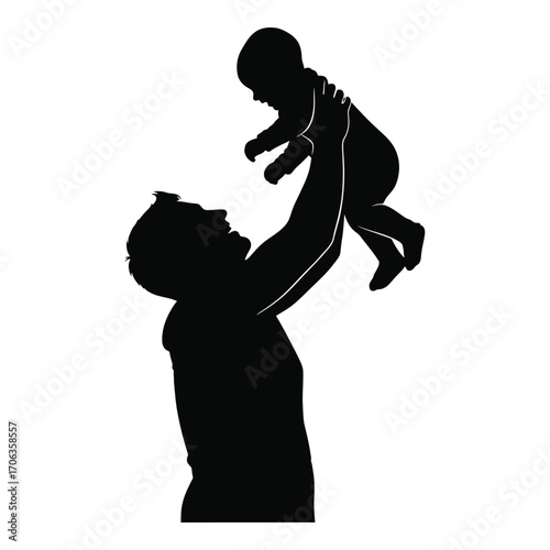 Father throwing baby up joyful silhouette family love parent child bonding moment silhouette
